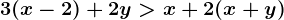 \inline 3(x-2)+2y>x+2(x+y)