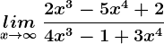 \undersetx--> \infty lim\: \frac2x^3-5x^4+24x^3-1+3x^4