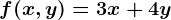 \inline f(x,y)=3x+4y