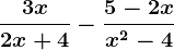\frac3x2x+4-\frac5-2xx^2-4