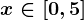 x \in [0,5]