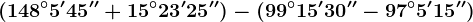 \left ( 148^\circ 5' 45'' + 15^\circ 23' 25''\right ) - \left ( 99^\circ 15'30'' - 97^\circ 5'15''\right )