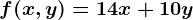 f(x,y)=14x+10y