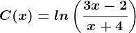 C(x)=ln\left ( \frac3x-2x+4 \right )