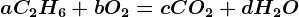 aC2H6 + bO2 = cCO2 + dH2O