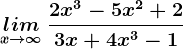 \undersetx--> \infty lim\: \frac2x^3-5x^2+23x+4x^3-1