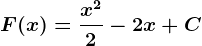 F(x)=\fracx^22-2x+C
